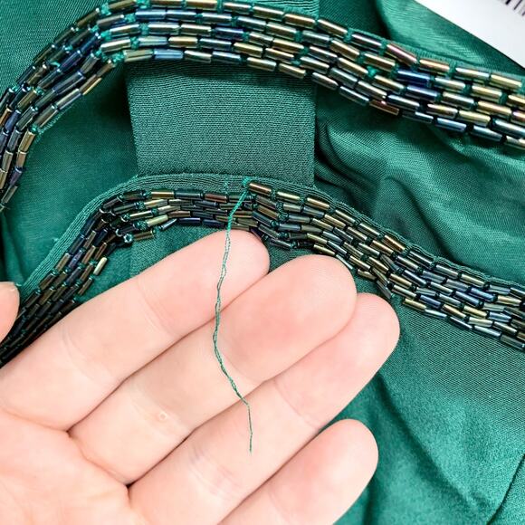 Vintage Niteline Dress Women Size 6 Sleeveless Sequin Detail Mini Emerald Green - Picture 8 of 8